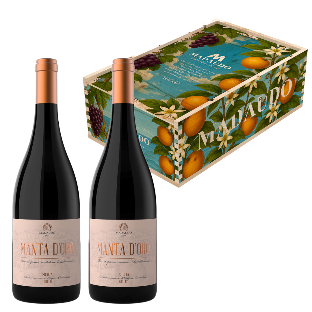 Cassetta in Legno - Manta D'Oro - 2 Bottiglie: 2 x Grillo DOC Sicilia - immagine 3