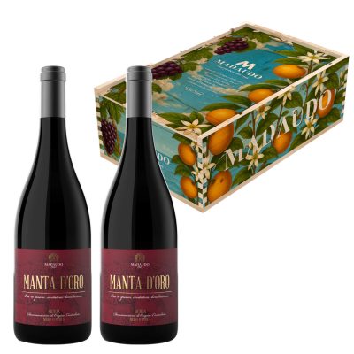 Cassetta in Legno - Manta D'Oro - 2 Bottiglie: 2 x Nero d'Avola DOC Sicilia